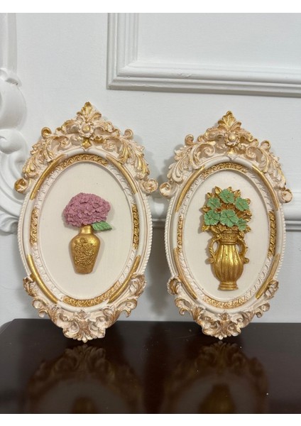 Çiçekli Çerçeve Takımı 2 Li Dekoratif Masa Duvar Süsü