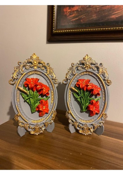 Çerçeveli Çiçekli Tablo 2 Li Set