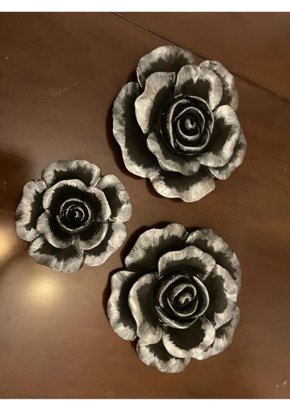 Siyah Gümüş Duvar Güllü 3 Lü Set indirimleri