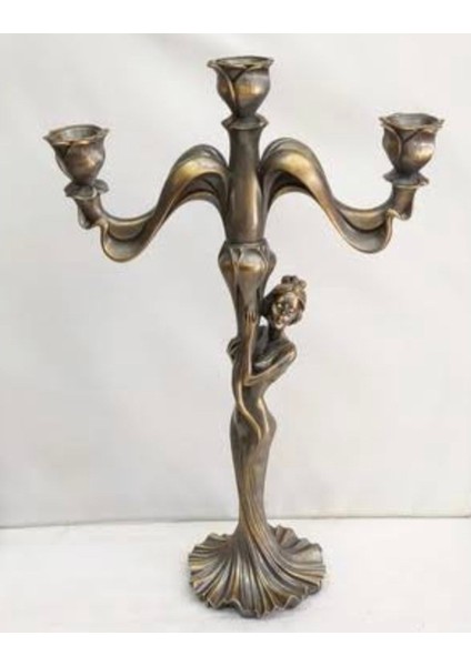 Dekoratif Kız Detaylı Polyester Şamdan