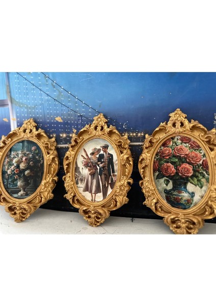 Dekopaj Tablo 3lü Set 25CM Vintage Tarzı Özel El Yapımı Tablo