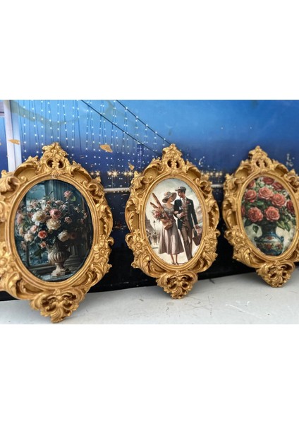 Dekopaj Tablo 3lü Set 25CM Vintage Tarzı Özel El Yapımı Tablo modelleri