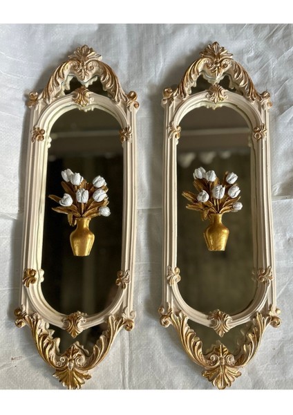Aynalı Tablo 2li Krem-Gold 70CM ,vintage Tarzı Uzun Şık Tablo Ayna fiyatları