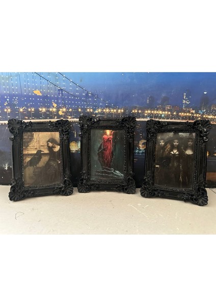 Siyah Vintage Dekoratif Tablo 3lü Set 20CM Özel El Yapımı fiyatları