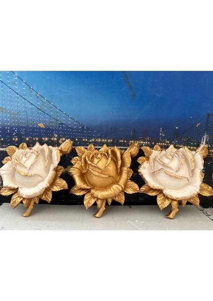 Duvar Çiçek 3lü Set Lotus ,gül ,şakayık Model