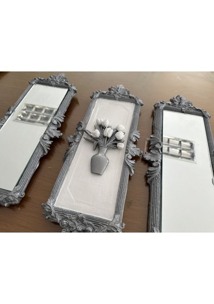 Modern Ayna ve Tablo 3 Lü Duvar Askısı , Çiçekli Duvar Tablosu fiyatları