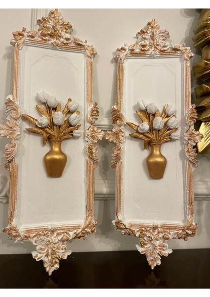 Dekoratif Duvar Tablosu Büyük Boy Beyaz 2 Li Set (46 cm ) modelleri