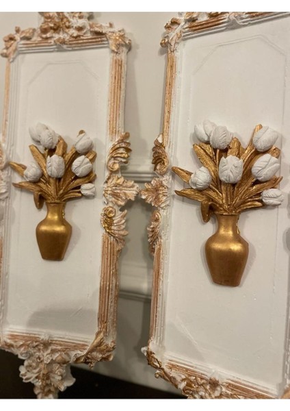 Dekoratif Duvar Tablosu Büyük Boy Beyaz 2 Li Set (46 cm ) fırsatları