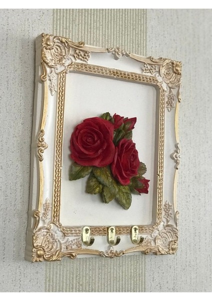 Anahtar Askısı ,dekoratif Gül Detaylı Tablo Anahtarlık , Anahtar Duvar Askısı Özel Tasarım