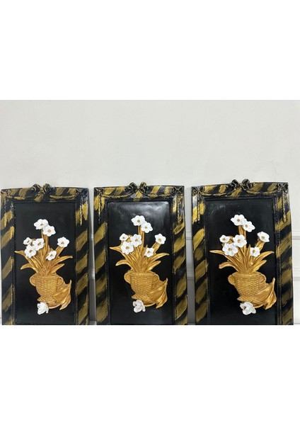 Çiçekli El Yapımı Büyük Tablo Set 50X33CM , Özel Tasarım 3lü Set fiyatları