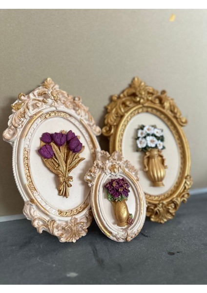 Çiçekli Dekoratif Duvar Tablosu 3 Lü Set fiyatları