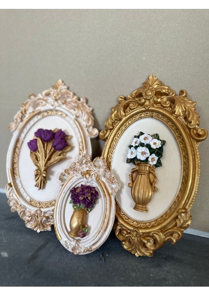 Çiçekli Dekoratif Duvar Tablosu 3 Lü Set indirimleri