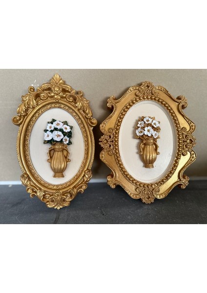 Çiçekli Dekoratif Duvar Tablosu 4lü Set El Yapımı fiyatları