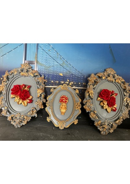 Çiçekli 3 Lü Duvar Tablo 3lü Set 33CM fiyatları