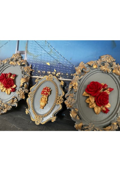 Çiçekli 3 Lü Duvar Tablo 3lü Set 33CM modelleri