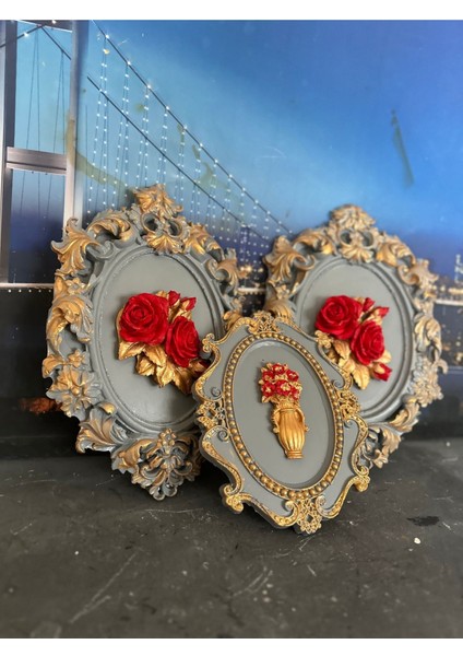 Çiçekli 3 Lü Duvar Tablo 3lü Set 33CM indirimleri