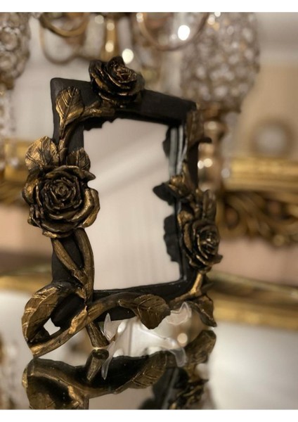 Dekoratif Masa Duvar Aynası Özel Tasarım Gül Detaylı Kare Poliresin Ayna fiyatları