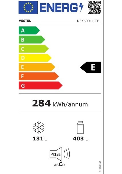 NFK60011 Te 533 Lt No-Frost Buzdolabı