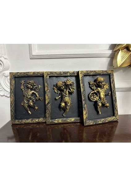 Melekli Duvar Tablo 3 Lü Set 20 cm