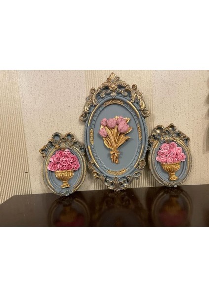 Pembe Çiçekli 3 Lü Dekoratif Masa Duvar Süsü modelleri