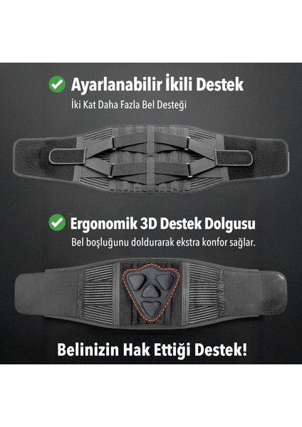 Medikal Bel Korsesi Ekstra 3D Bel Dolgu Aparatlı Balenli Bel Destek Korsesi Medikal Korse