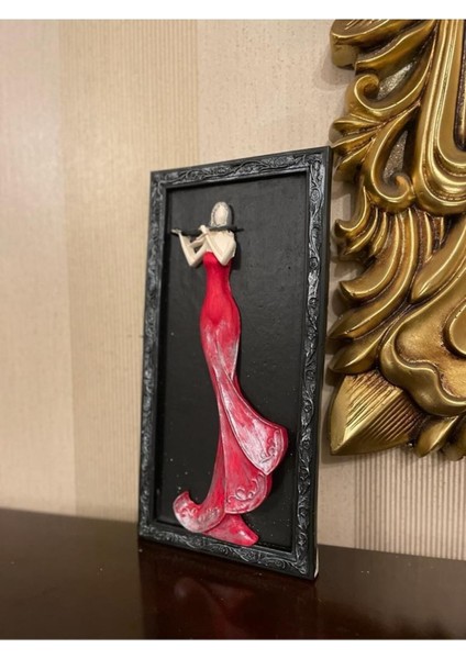 Çalgıcı Kiz Biblo Çerçeve Tablo Duvar Süsü