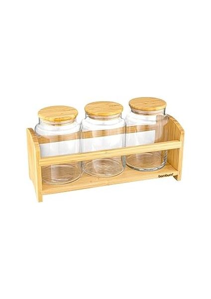 Bench Standlı 4 Parça Küçük Cam Baharat Takımı