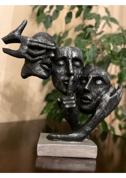 Görmedim Bilmiyorum Duymadım Biblo .heykel Dekoratif Yüz