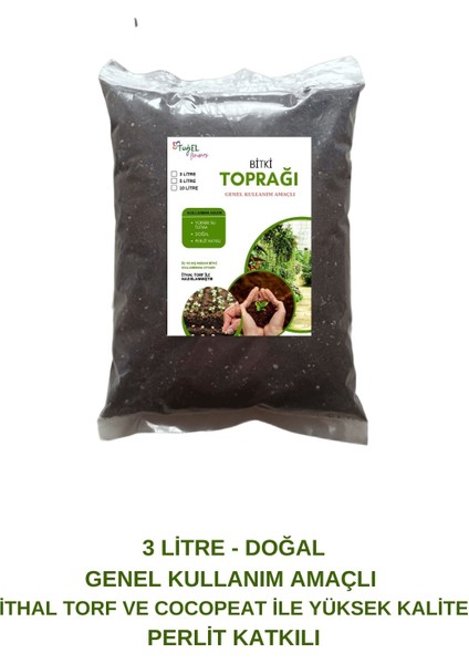 Bitki Toprağı (3 Litre) Ithal Torf-Iç-Dış Mekan-Perlit Katkılı