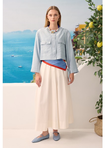 Modal Crop Ceket Bebe Mavi modelleri