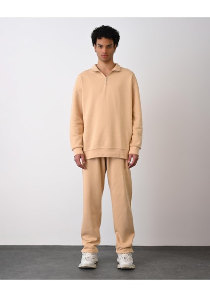 Yarım Fermuarlı Sweat Krem modelleri