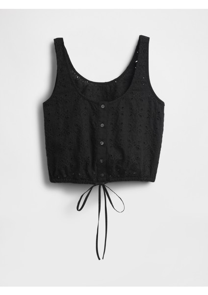 Kadın Siyah Büzgülü Kenar Crop Üst fiyatları