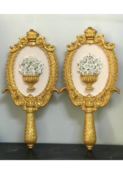 El Aynası Özel Tasarım Çiçekli Tablo Modeli 2li