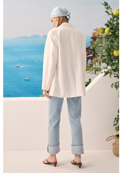 Modal Bol Kesim Blazer Ceket Beyaz fiyatları