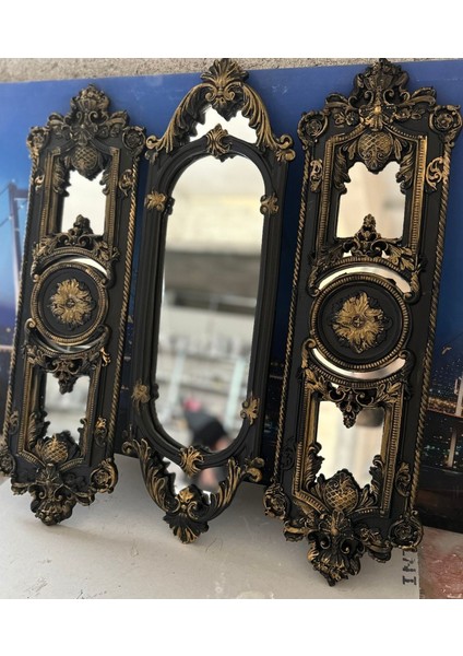 Modern Şık Tasarım Uzun Ayna 3lü Set Siyah El Yapımı Ayna 70CM modelleri