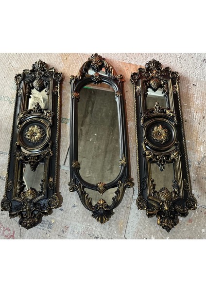Modern Şık Tasarım Uzun Ayna 3lü Set Siyah El Yapımı Ayna 70CM fırsatları