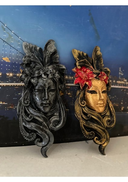 Özel Tasarım Duvar Dekor Maske Vintage 30CM 2li