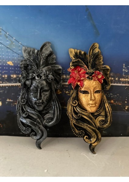 Özel Tasarım Duvar Dekor Maske Vintage 30CM 2li modelleri