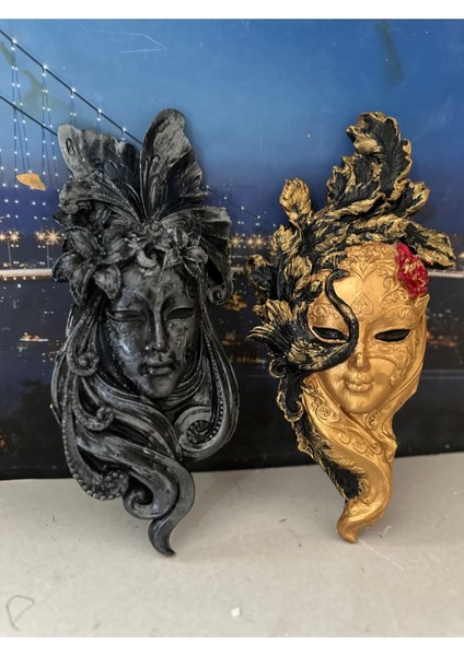 Özel Tasarım Duvar Dekor Maske Vintage 30CM 2li fırsatları