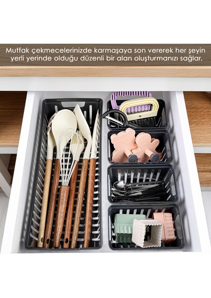 5 Parça Modüler Çekmece Içi Organizer Set - Banyo Mutfak Makyaj Aksesuar Ofis Düzenleyici Siyah fiyatları