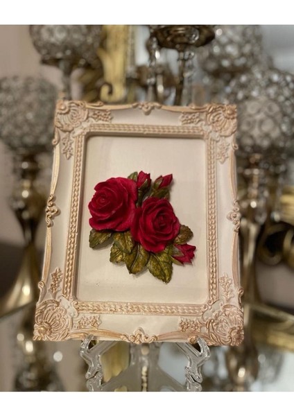 Kırmızı Güllü Çerçeveli Tablo , Duvar Tablosu , Dekoratif Masa Aksesuar modelleri