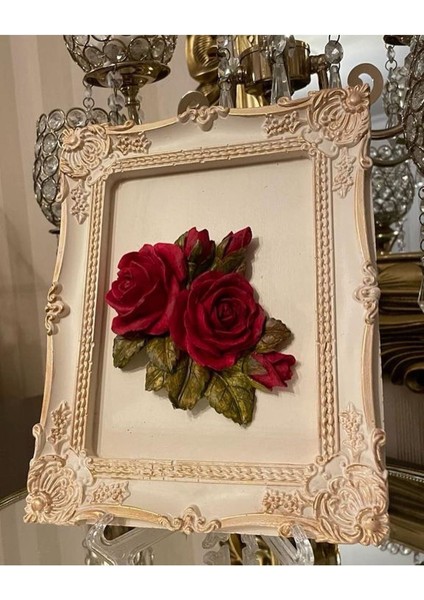 Kırmızı Güllü Çerçeveli Tablo , Duvar Tablosu , Dekoratif Masa Aksesuar fırsatları