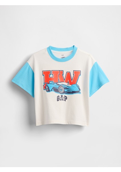 Erkek Bebek Beyaz Baby & Toddler Oversized Hot Wheels Grafik T-Shirt