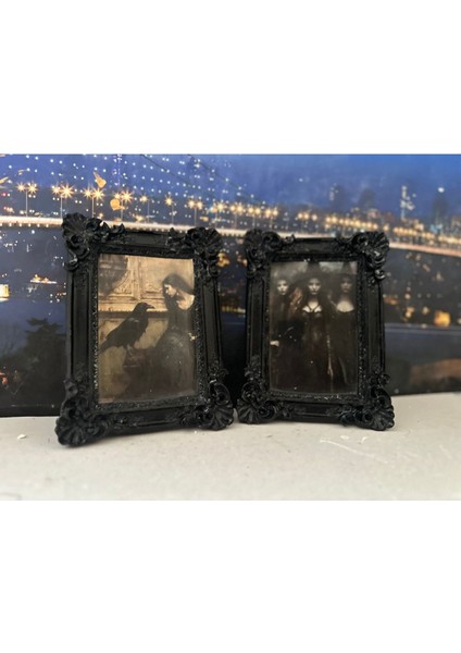 Siyah Gotik Çerçeve 2li Set 20CM , Dekoratif Vintage Çerçeveli Tablo modelleri