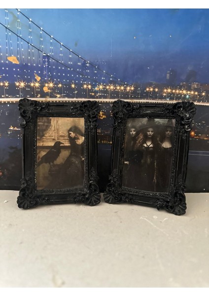 Siyah Gotik Çerçeve 2li Set 20CM , Dekoratif Vintage Çerçeveli Tablo fırsatları