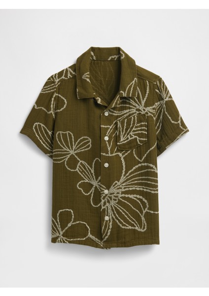 Erkek Bebek Haki Haki Desenli Gömlek