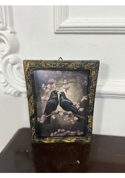 Vintage Tarzı El Yapımı Kuş Detaylı Tablo 20CM fiyatları