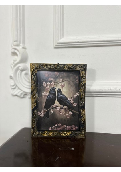 Vintage Tarzı El Yapımı Kuş Detaylı Tablo 20CM modelleri