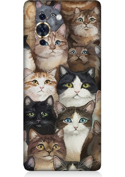Huaweı Nova 10 Uyumlu Kedi Kalabalığında Kaos Desenli Silikon Kılıf