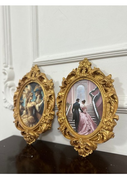 Dekopaj Tablo Vintage Tarzı Sevgililer Tablo 2li 26CM modelleri